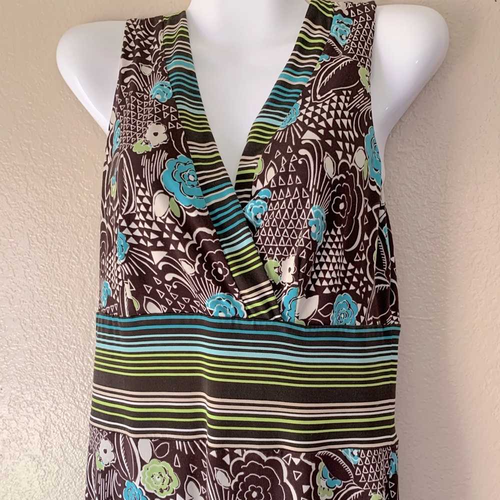 RABBIT RABBIT RABBIT Retro Y2K Floral Empire Waist Sleeveless Midi Dress Size 10 - Picture 5 of 7